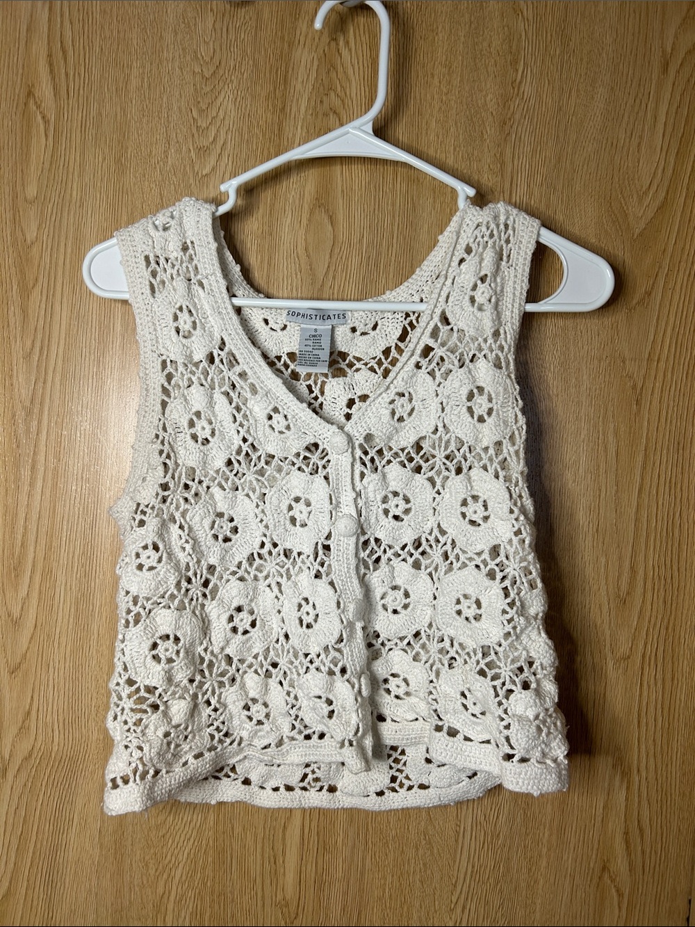Sophisticates Cream Crochet Button-Front Camisole